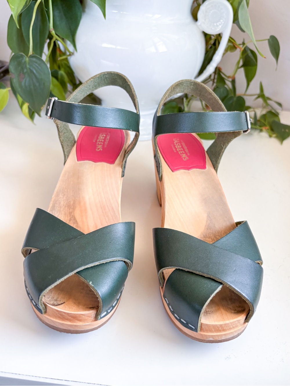 Swedish Hasbeens Mirja Sandals in Deep Green - Picture 2 of 10